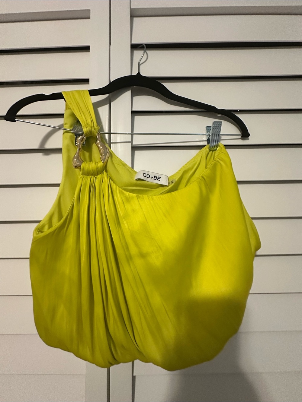 DO+BE Neon Lime One-Shoulder Drape Top